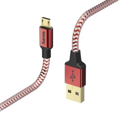 HAMA  C&acirc;ble de charge / donn&eacute;es Reflective Micro-USB 1,5 M Rouge