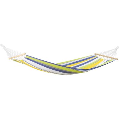 AMAZONAS Hamac simple &agrave; barre en tissu imperm&eacute;able vert et jaune