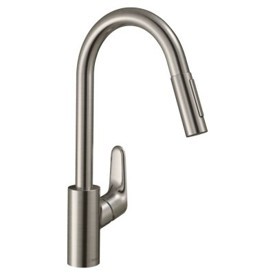 HANSGROHE  Focus Mitigeur &eacute;vier douchette extractible aspect acier
