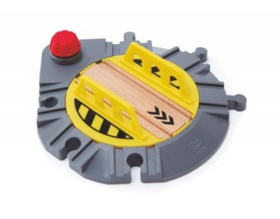 HAPE  chemin de fer en bois plateau tournant gris / jaune