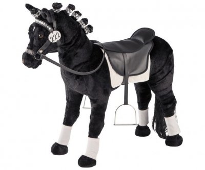 HAPPY PEOPLE  Cheval jouet de parade avec son 81 cm Noir et blanc