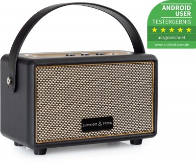BENNETT & ROSS Haut-Parleur Enceinte Bluetooth Sans Fil Portable Vintage USB SD AUX Similicuir