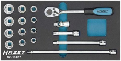 HAZET  Assortiment d'outils pour servante 163-181/17 cl&eacute; a douille 3/8