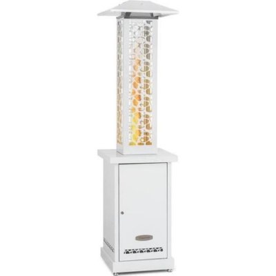 BLUMFELDT Heat Hunter- Po&ecirc;le de terrasse &agrave; granules 12,2 kW , port&eacute;e 2 m , roulettes - inox blanc