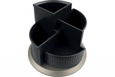 HELIT  multipot &agrave; crayon Linear, 4 compartiments,rotatif,noir
