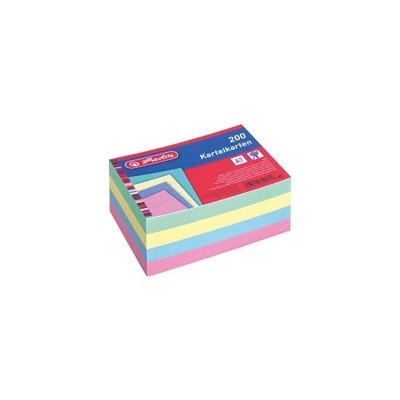 HERLITZ  Fiches bristol, A7, lign&eacute;, assorti - Lot de 5