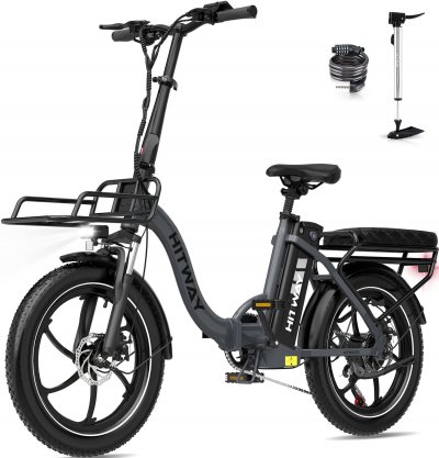 HITWAY  V&eacute;lo &Eacute;lectrique 20"" Pliable - Batterie 36V - 11,2Ah - Moteur 250W - 7 Vitesses - Argent