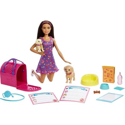 MATTEL HKD86 - Barbie Set de jeu d'adoption de chiots avec poup&eacute;e brunette