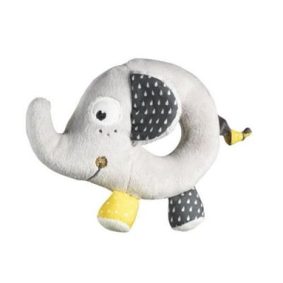 SAUTHON Hochet El&eacute;phant en Velours Gris