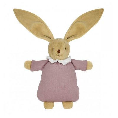 TROUSSELIER Hochet peluche lapin nid d'ange en coton bio vieux rose