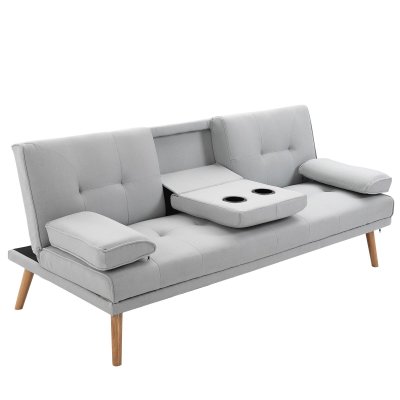 HOMCOM  - canap&eacute; convertible - Tissus - 181x77x78cm - Gris clair