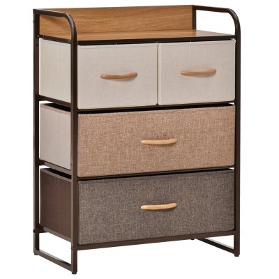 HOMCOM Commode Meuble de Rangement 4 tiroirs en Tissu 58 x 29 x 78,5 cm Multicolore