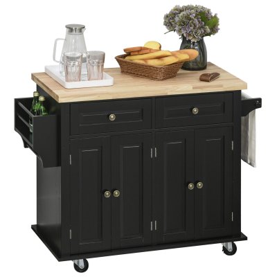 HOMCOM - desserte - Bois - 111x44x82cm - Noir