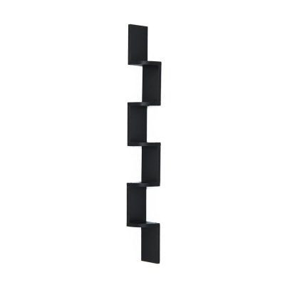 HOMCOM &Eacute;tag&egrave;re d'angle Murale &agrave; 5 Niveaux Hauteur 120 cm Forme de Zigzag en Bois Noire