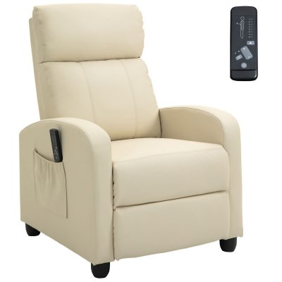 HOMCOM  - Fauteuil inclinable de massage - Cuir PU - 68x88x98cm - Cr&egrave;me