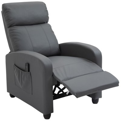 HOMCOM  - Fauteuil inclinable de massage - Cuir PU - 68x88x98cm - Gris