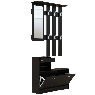 HOMCOM - meuble chaussures - Bois - 90x10x102cm - Noir 