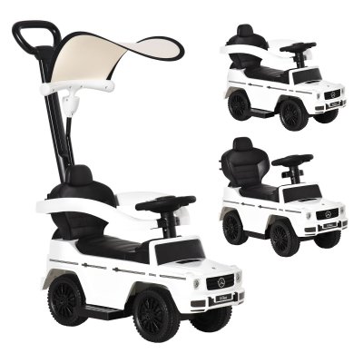 HOMCOM  - voiture &agrave; pousser - PP - 85.5x40.5x95cm - blanc noir