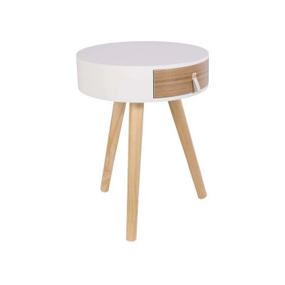 Home Deco Factory Table de Chevet Nora blanche - D.35x46.5 cm T.U