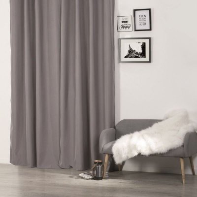 HomeMaison Rideau Isolant &agrave; &oelig;illets, Polyester, Gris, 260x140 cm