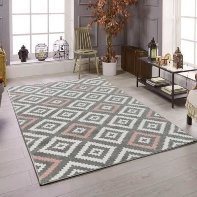 NAZAR Homemaison - Tapis g&eacute;om&eacute;trique bicolore Rose 120 x 160 cm - Rose
