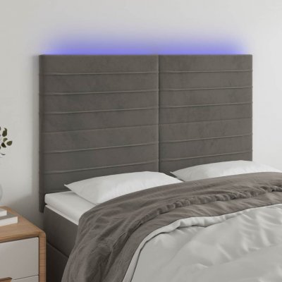 VIDAXL Hoofdbord LED 144x5x118/128 cm fluweel donkergrijs3122613
