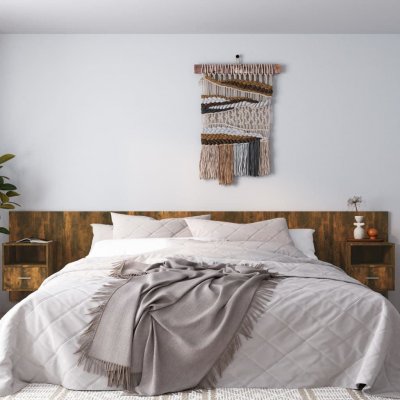 VIDAXL Hoofdbord met kastjes bewerkt hout gerookt eikenkleurig3115769