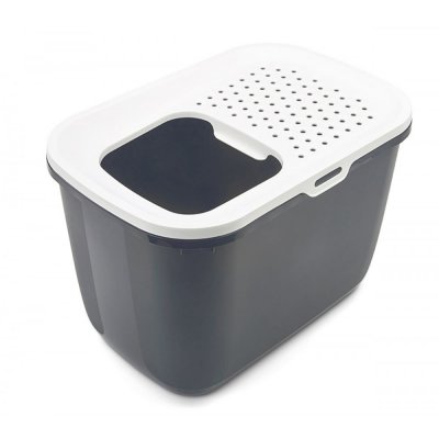 SAVIC Hop In  Maison de toilette pour chat - anthracite / blanc