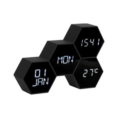 KARLSSON Horloge &agrave; poser six in the mix - noir - 17,5 x 4,5 x 12 cm - 