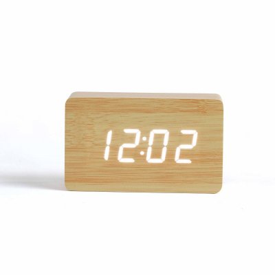 LIVOO Horloge digitale aspect bois clair en plastique beige