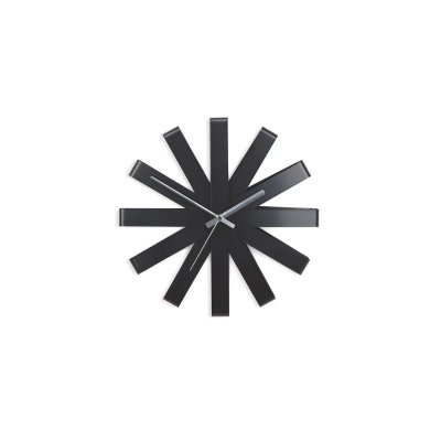 Horloge murale en m&eacute;tal noir forme flocon d.30.5cm ribbon