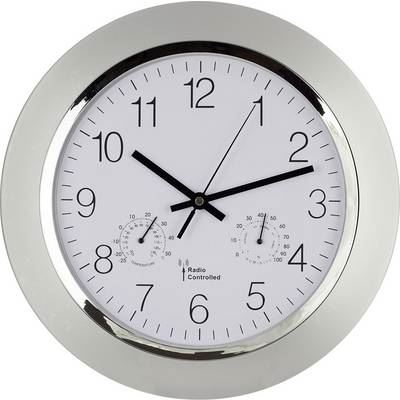 Horloge murale sans fil avec thermo/hygrom&egrave;tre Eurotime 56004 - argent