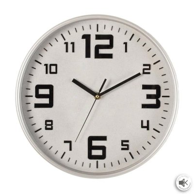 Horloge pendule murale silencieuse - Diam&egrave;tre 30 cm - ARGENT