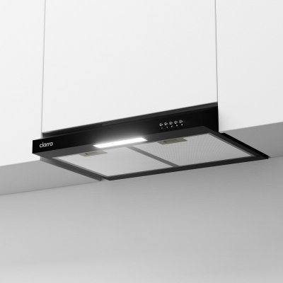 CIARRA Hotte Encastrable 60cm Avec Filtre A Charbon 220m3/h Recyclage 3 Vitesses Noir- 903BK60+001 - Noir