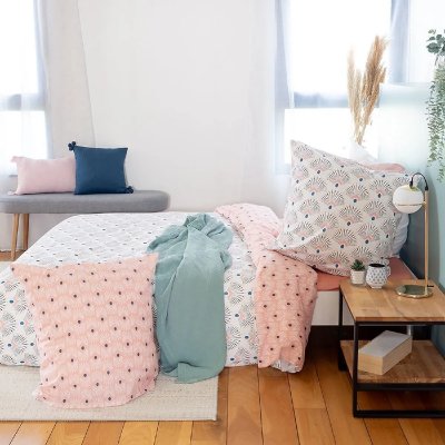 AC DECO Housse de couette 220x240 + 2 taies d'oreiller 63x63 coton bio mille