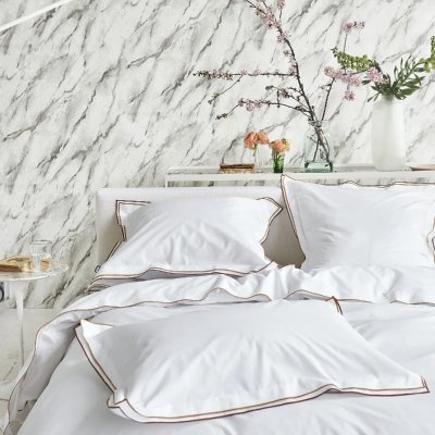 DESIGNERS GUILD Housse de couette en percale de coton Astor Marron et Ocre 140x200 cm