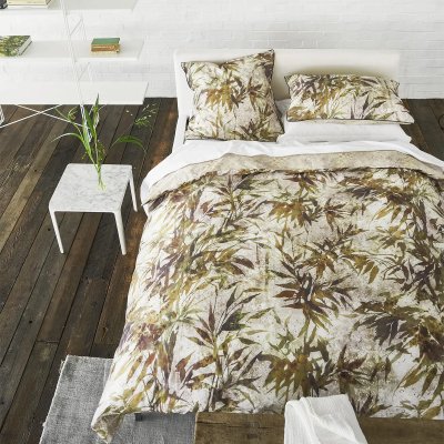 DESIGNERS GUILD Housse de couette imprim&eacute;e en percale de coton beige 240x220