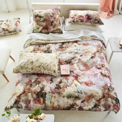DESIGNERS GUILD Housse de couette imprim&eacute;e en percale de coton, Fleurs de jour