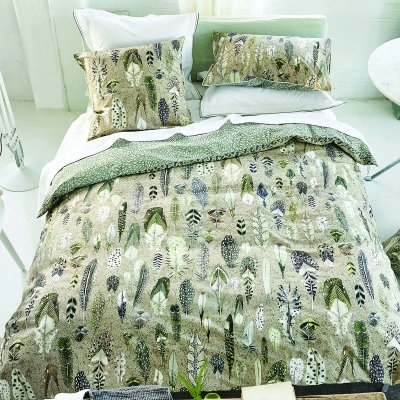 DESIGNERS GUILD Housse de couette imprim&eacute;e en percale de coton, Quill natural