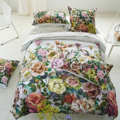 DESIGNERS GUILD Housse de couette imprim&eacute;e GRANDIFLORA en satin de coton multicolore