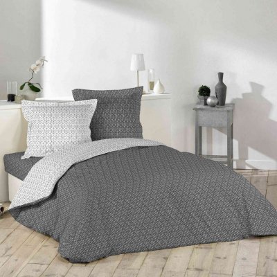 DOUCEUR D INTERIEUR Housse de couette Optic anthracite/blanc 240x220 cm