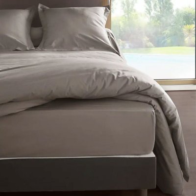 LABELLISM Housse de couette percale M&eacute;line 2 LABELISSIM - Gris Cendre - 200 x 200 cm