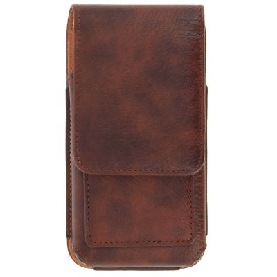 AVIZAR Housse Etui Ceinture Vertical Cuir Smartphone Taille XXL - Marron