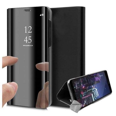 HTDMOBILES Housse etui coque portefeuille clear view pour Samsung Galaxy S22 Plus 5G + verre trempe - NOIR - 