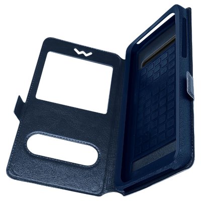 AVIZAR Housse Etui Folio Universel Double Fen&ecirc;tre 5.5'' &agrave; 6'' - Bleu
