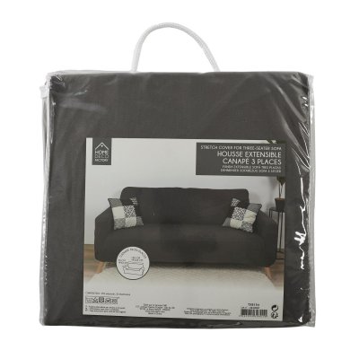Housse Extensible Canape Trois Places Gris Deco Textile d'interieur Plaid et Jete de Lit