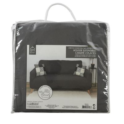 Housse extensible pour canap&eacute; 2 places - Gris - 170 x 80 cm
