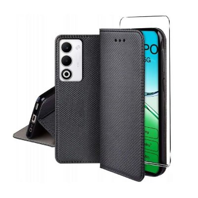 HTDMOBILES Housse pour Oppo A5 4G / 5G - etui coque pochette portefeuille + verre trempe - NOIR MAGNET -