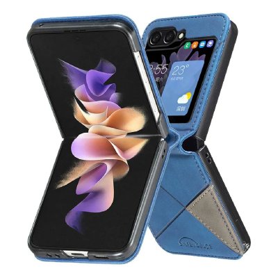 HTDMOBILES Housse pour Samsung Galaxy Z Flip 7 - etui coque pochette portefeuille - BLEU -
