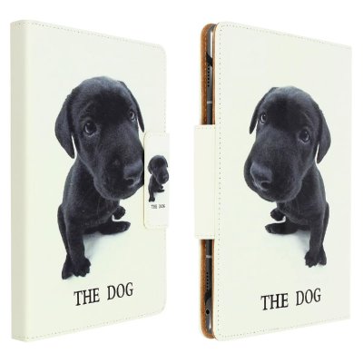 AVIZAR Housse pour Tablette 7 / 8 pouces Etui Folio Porte-carte Support Motif Chiot Blanc
